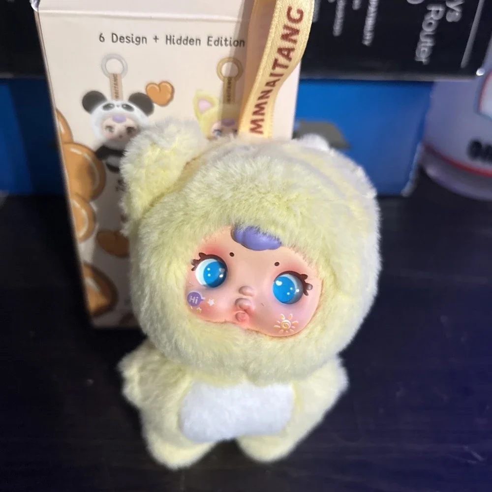 MM Milk Candy Series, Blind‎ Box Plush Keychain yellow Chick Blue Eyes Opened